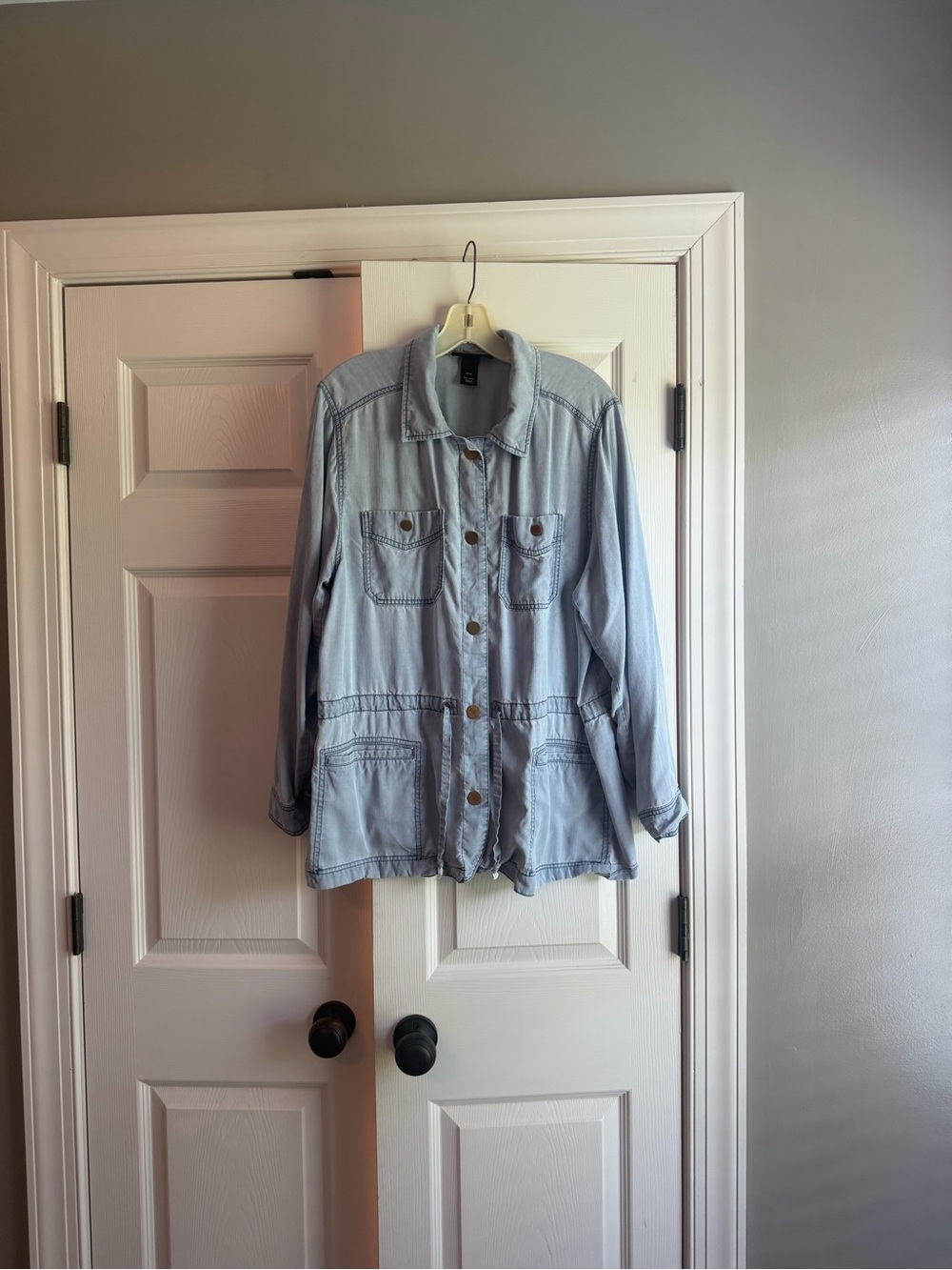 Lane Bryant Light Blue Denim Jacket with Utility Pockets